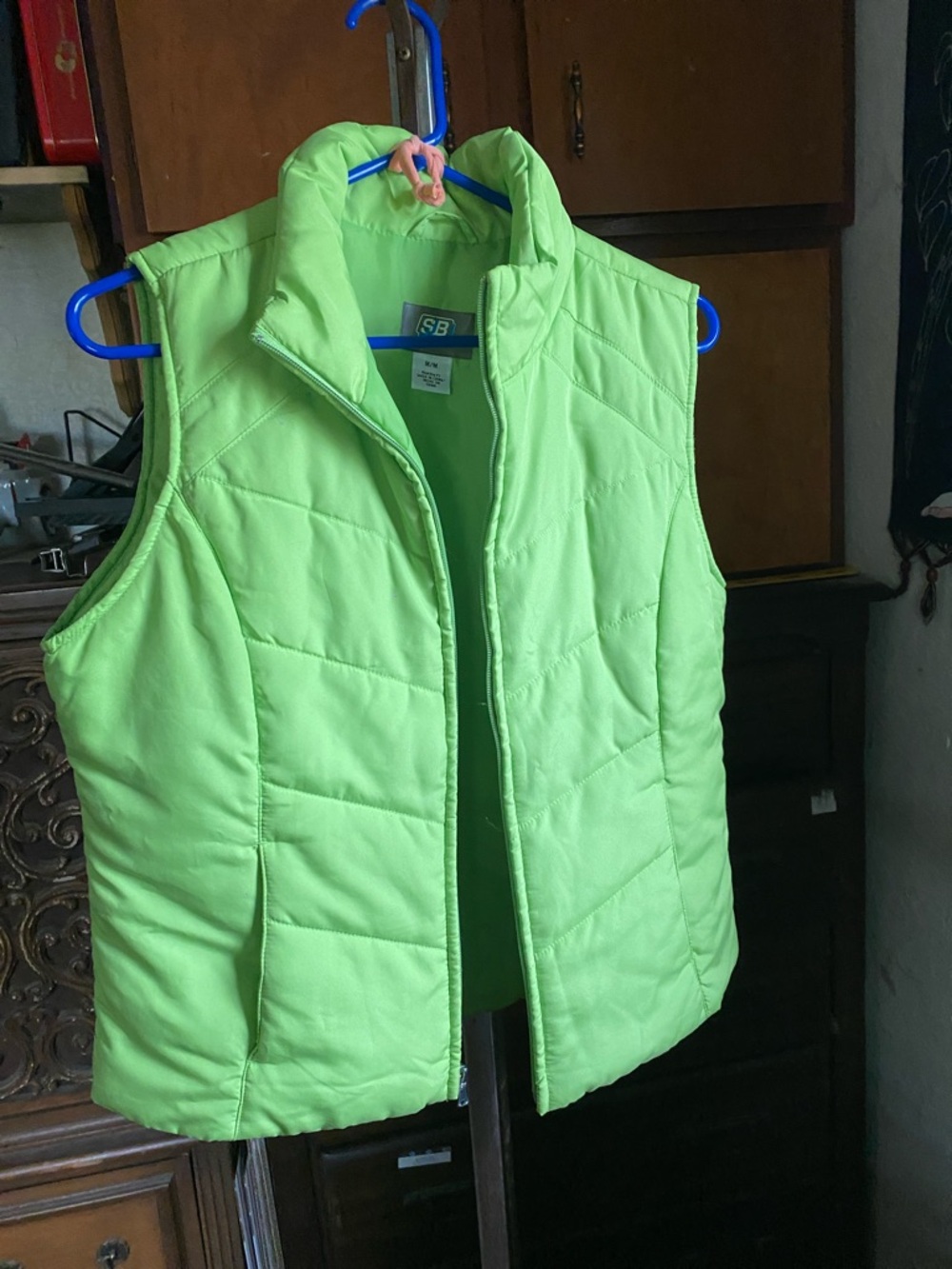 SR Lime Green Quilted Puffer Vest - Women's
